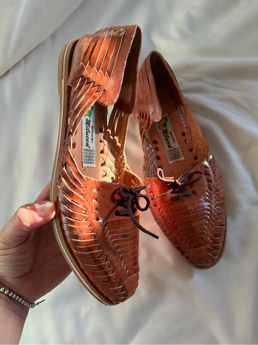 Mexican Huaraches Woven Leather Flats in Brown - Women’s Loafers